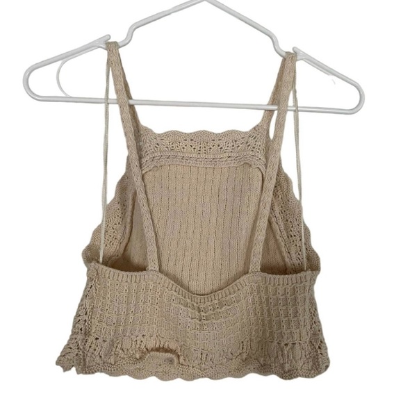 Zara Cream Crochet Knit Tank Top Festival Boho Medium NEW - Picture 2 of 3